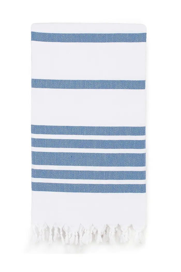 100% Turkish Cotton Herringbone Pestemal Beach Towel - Royal Blue & White | Nordstrom Rack