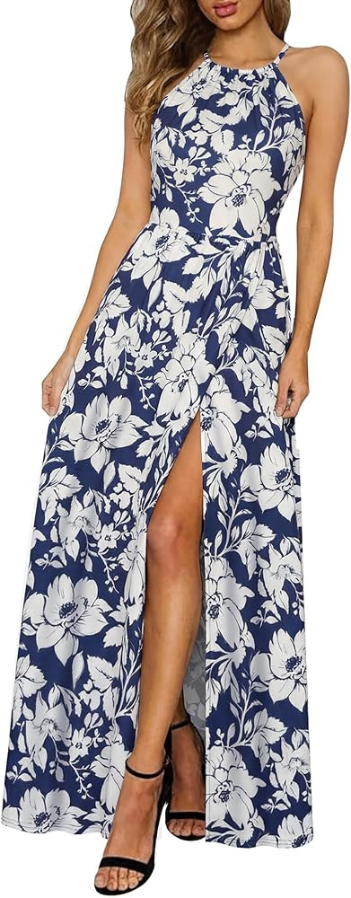 KILIG Women's Summer Floral Beach Flowy Split Maxi Long Dresses | Amazon (US)