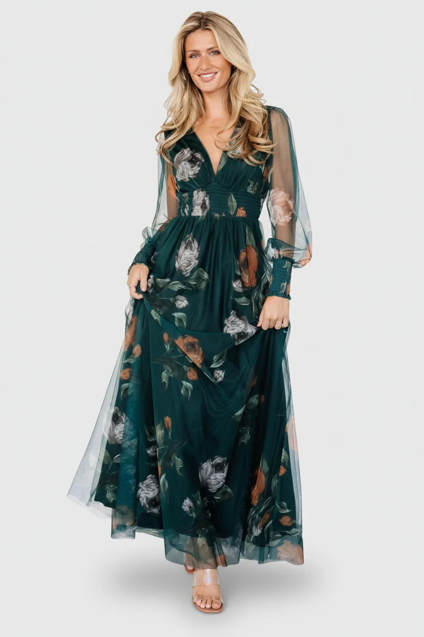 Layla Tulle Maxi Dress - Deep Topaz Floral | Baltic Born | Baltic Born