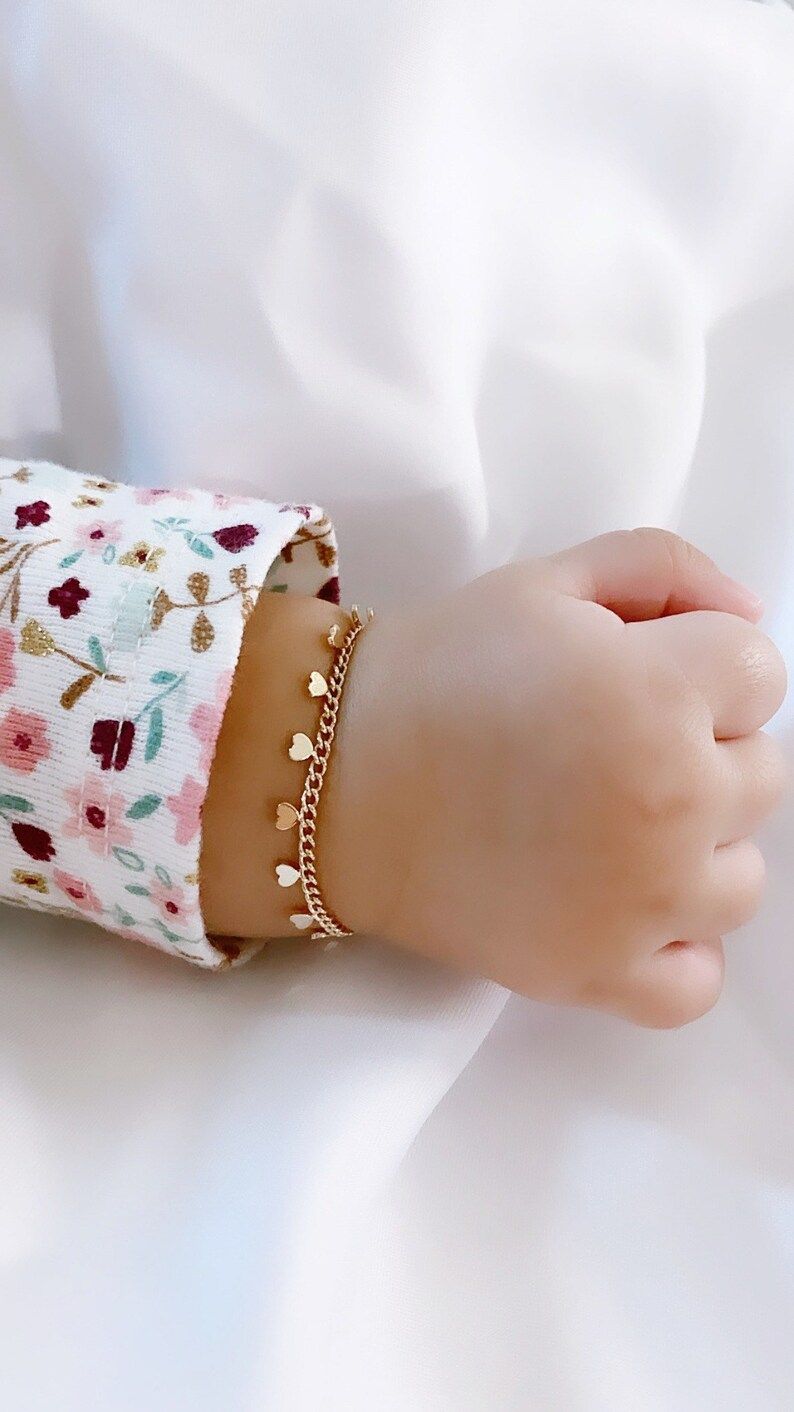 Gold baby bracelet heart bracelet 14k gold filled heart | Etsy | Etsy (US)