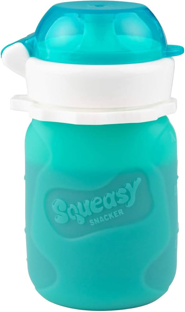 Aqua 3.5 oz Squeasy Snacker Spill Proof Silicone Reusable Food Pouch - for Both Soft Foods and Li... | Amazon (US)