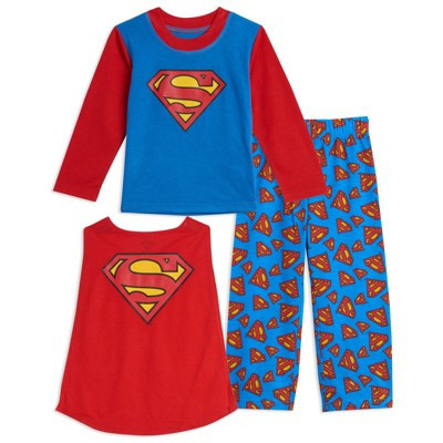 DC Comics Justice League Superman Toddler Boys Pajama Shirt Pants and Cape 3 Piece Set Blue 2T | Target