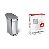 simplehuman 45 Liter / 12 Gallon Slim Hands-Free Kitchen Step Trash Can & Code A Custom Fit Drawstri | Amazon (US)