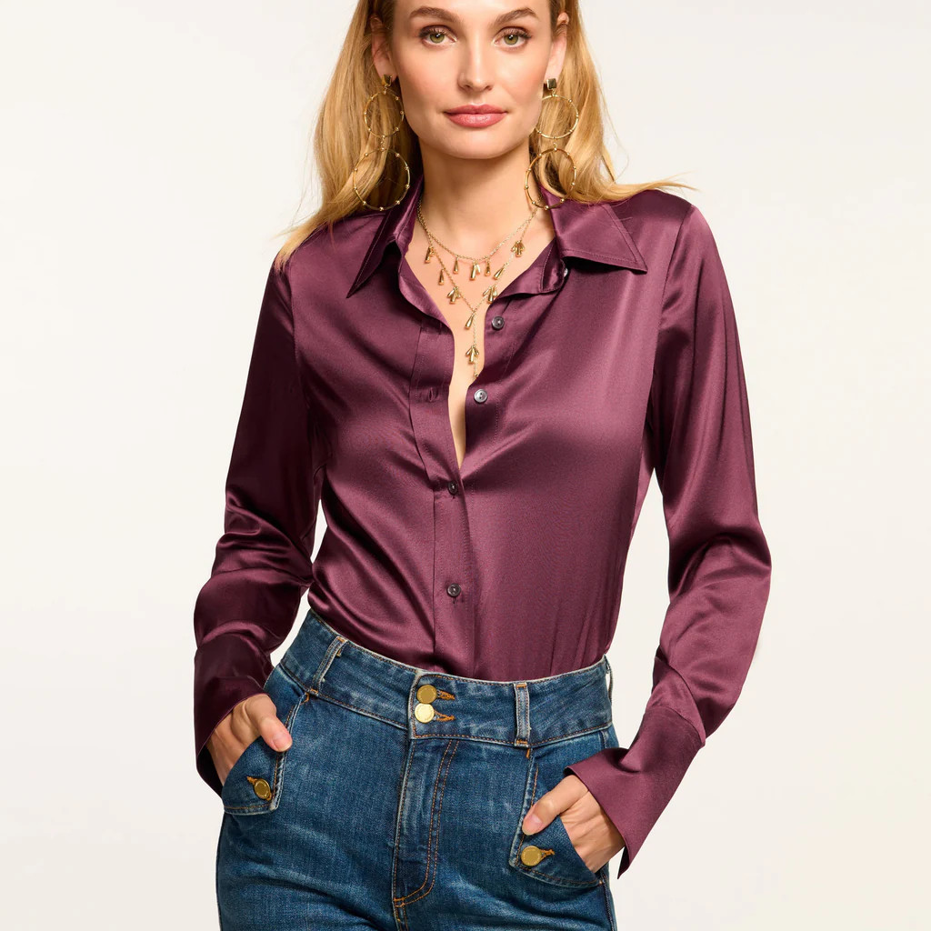 Victoria Silk Button Down Blouse | Ramy Brook