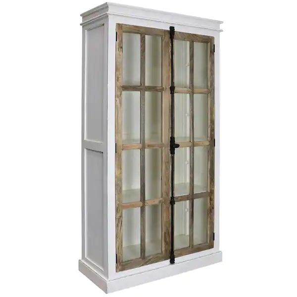 The Gray Barn Upper Glen Solid Mango Wood Clear Tempered Glass Window Pane Curio Cabinet - Overst... | Bed Bath & Beyond