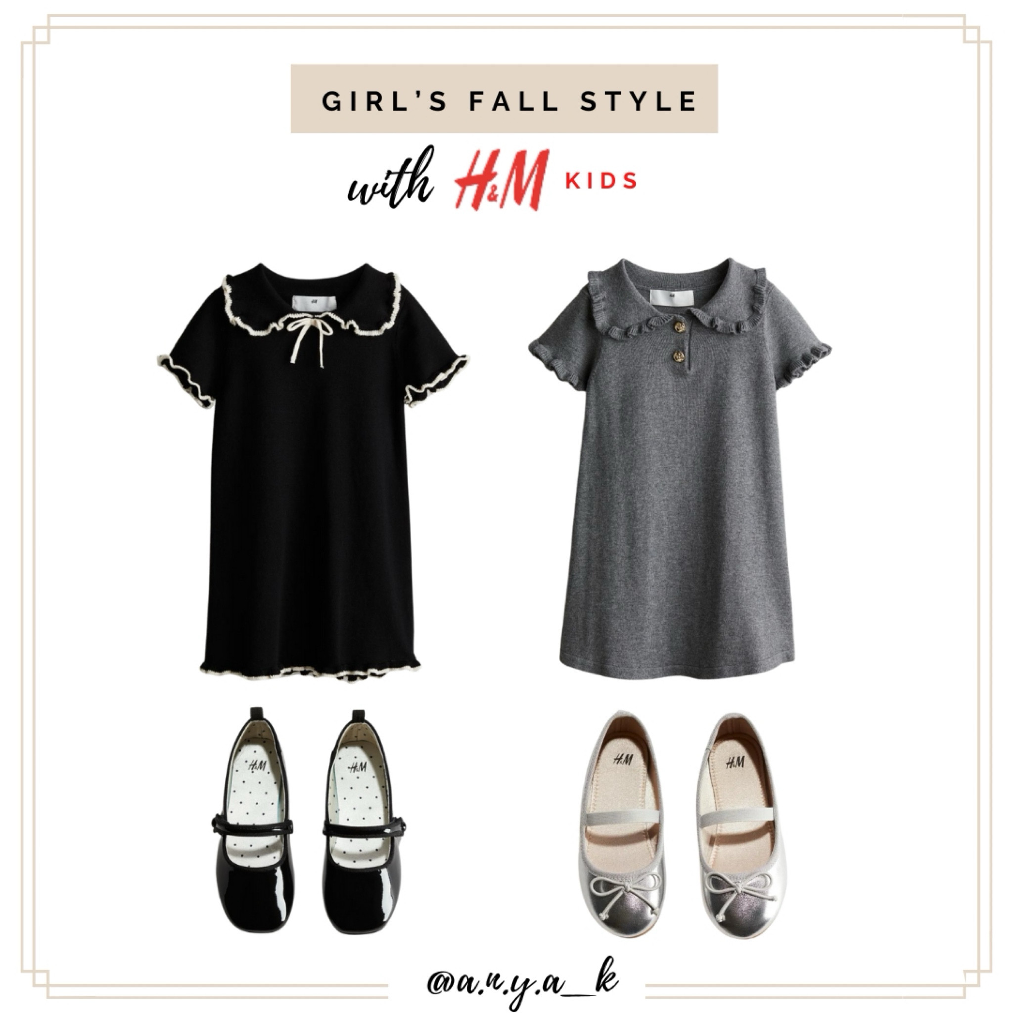 🍂 Girl's Fall Fashion 🍂

Get your little one ready for fall with these adorable dresses from @hm_kids! Perfect for any occasion, these pieces combine comfort and style effortlessly.

🖤 Black Dress with Ruffle Trim - This classic piece features delicate ruffle details and a sweet bow tie, making it a perfect choice for both casual outings and special events.

🌫️ Grey Dress with Buttons - With its charming collar and button accents, this grey dress is a versatile staple for your girl's wardrobe, providing both elegance and ease.

Complete the look with these adorable shoes:
- Shiny Black Mary Janes for a polished finish.
- Silver Ballet Flats for a touch of sparkle.

#fallfashion #kidsstyle #hmkids #falloutfits #kidsfashion #ltkfamily #ltkkids #ltkfall

#LTKFamily #LTKStyleTip #LTKKids