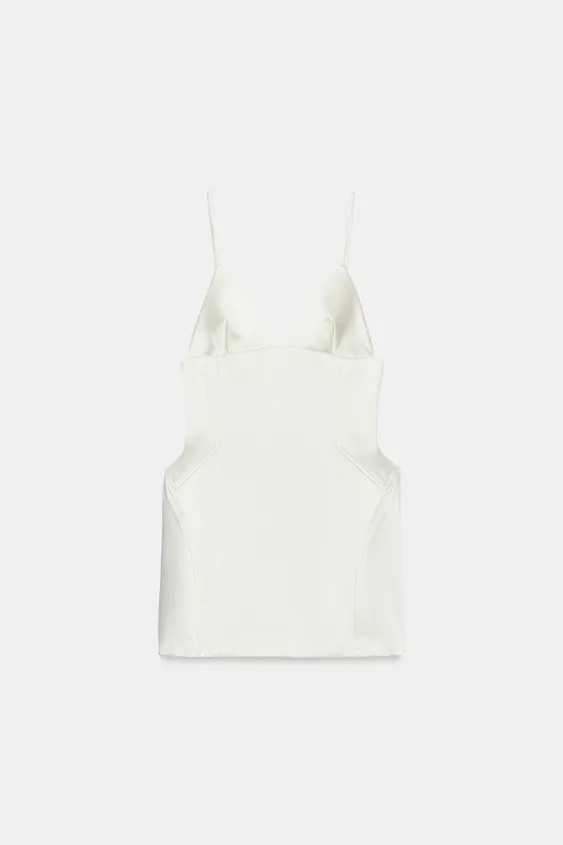 Model height: 178 cmV-neck mini dress with adjustable thin straps. Featuring metal boning and a m... | Zara UK
