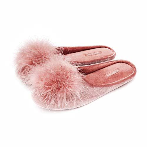BCTEX COLL Women's Cozy Velvet Memory Foam House Slipper,Ladies Fuzzy Bedroom Slipper Non-slip Sole Pink 7-8 | Amazon (US)