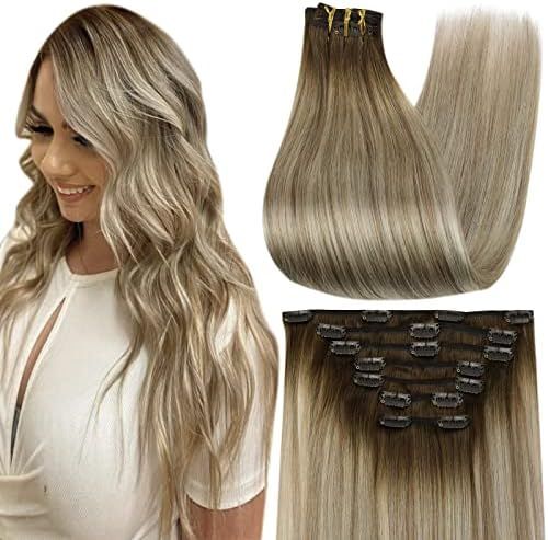 Full Shine Clip in Hair Extensions Ash Blonde 20 Inch Clip Hair Extensions Color 3/8/22 Straight ... | Amazon (CA)