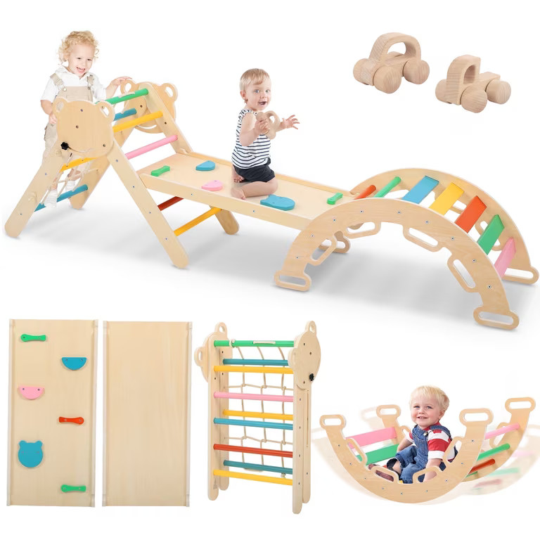 COCLUB Pikler Triangle Climbing Set, 7in1 Toddler Climbing Toys Indoor with Arch&Ramp&Ladder, Cli... | Walmart (US)