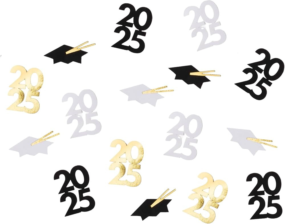 Bonjour Fête Black, White & Gold Graduation 2025 Confetti | Graduation, School Decorations | Gol... | Amazon (US)