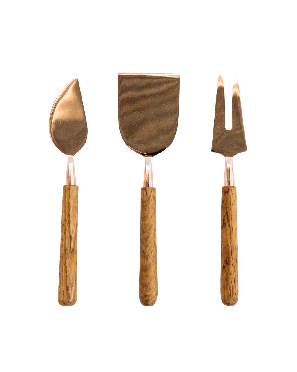 Rose Gold & Oak Cheese Knives Set | McGee & Co.