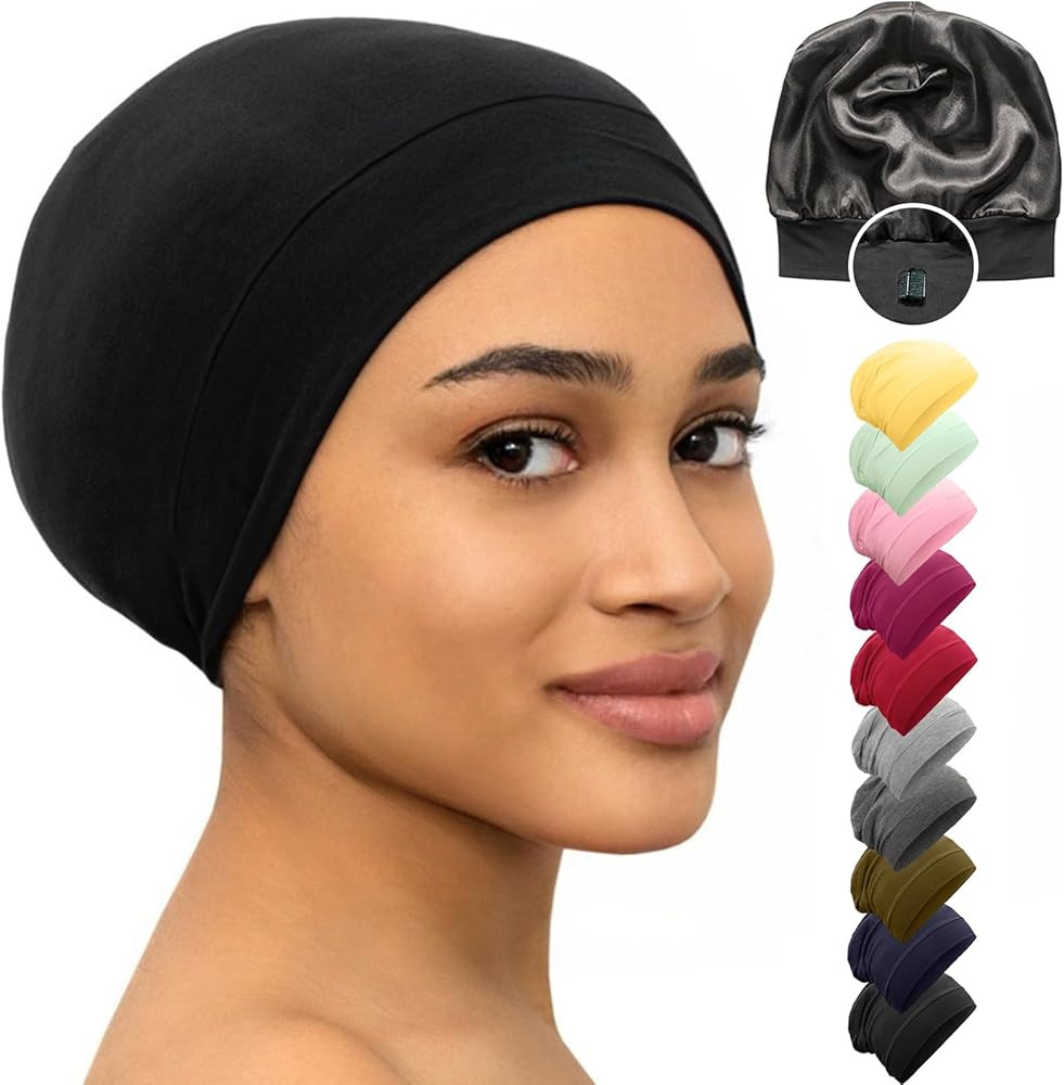 CAPLORD Satin Bonnet for Sleeping, Curly Hair Wrap Sleep for Men, Adjustable Silk Beanies for Wom... | Amazon (US)
