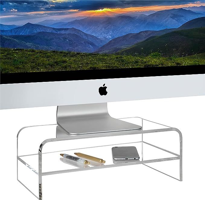 Homeries Computer Monitor Stand 2-Tier Acrylic, Universal Computer Riser for Home, Office, Busine... | Amazon (US)