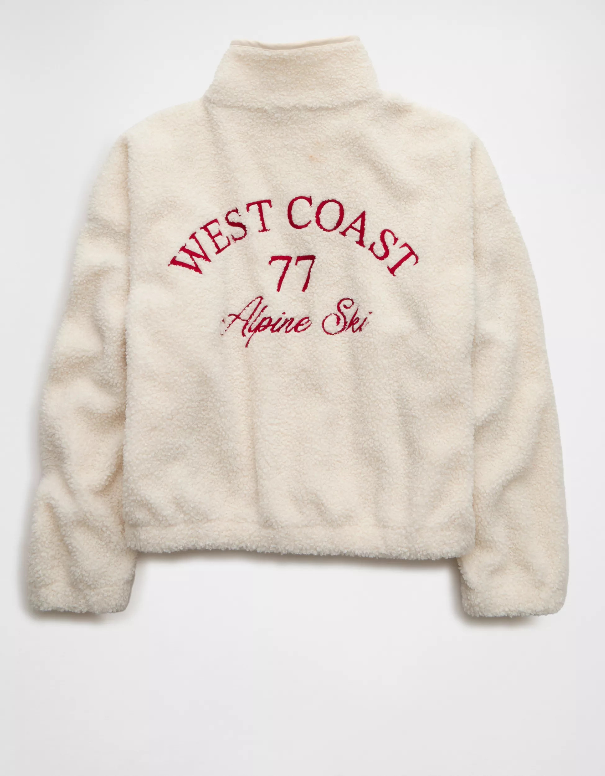 AE Sherpa Fleece Graphic Henley Sweatshirt | American Eagle Outfitters (US & CA)