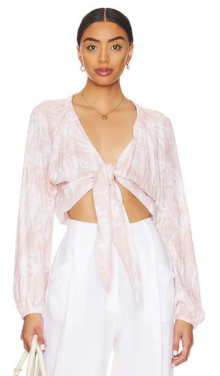 Long Sleeve Tie Front Top in Kyra Palm Print | Revolve Clothing (Global)