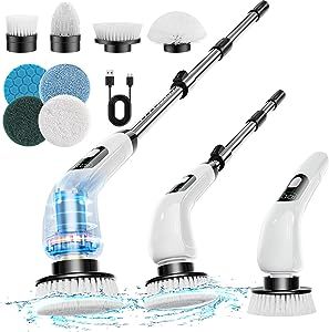 Electric Spin Scrubber, 2023 New Cordless Shower Scrubber with 8 Replaceable Brush Heads and Adju... | Amazon (US)