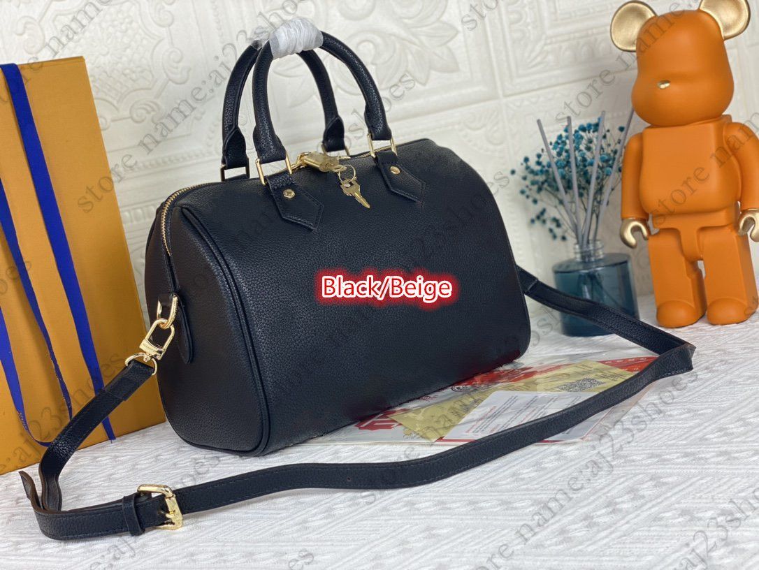 Speedy Bandouliere 25 Handbag Black / Beige Cross Body Bag Embossed Grained Leather Padlock Luxur... | DHGate