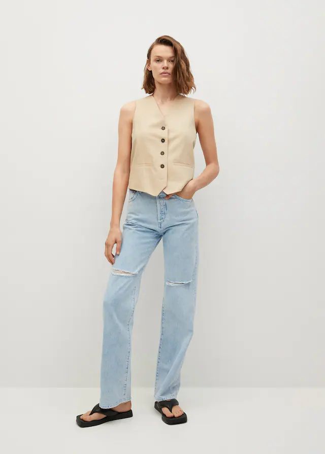 High waist straight jeans | MANGO (US)