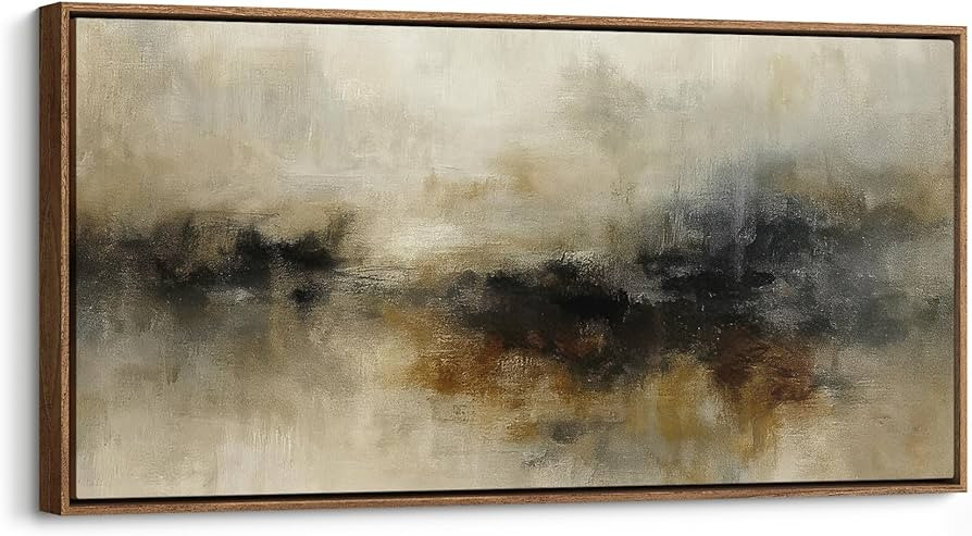 wall26 Extra Large Framed Wall Art Canvas Print - Burnt Horizon Abstract Earthy Landscape Wall De... | Amazon (US)