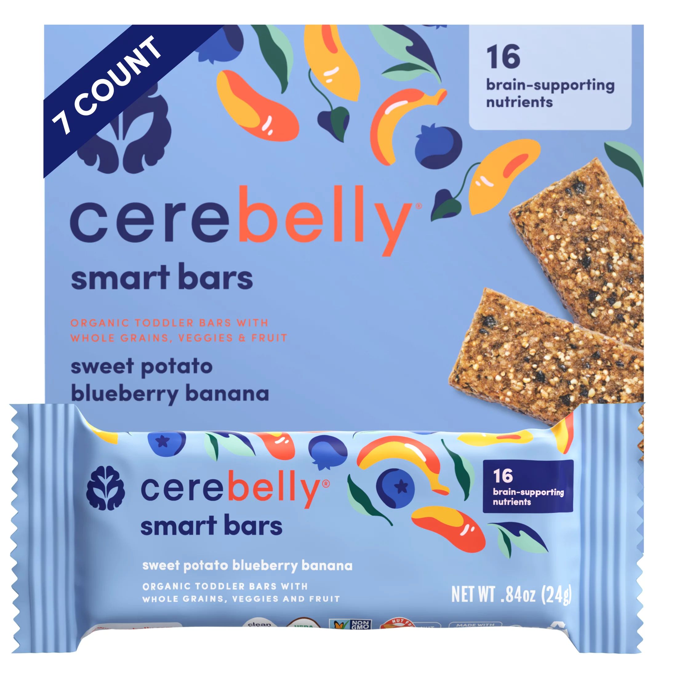 Cerebelly Organic Blueberry Banana Smart Snack Bar (7 Count) | Walmart (US)