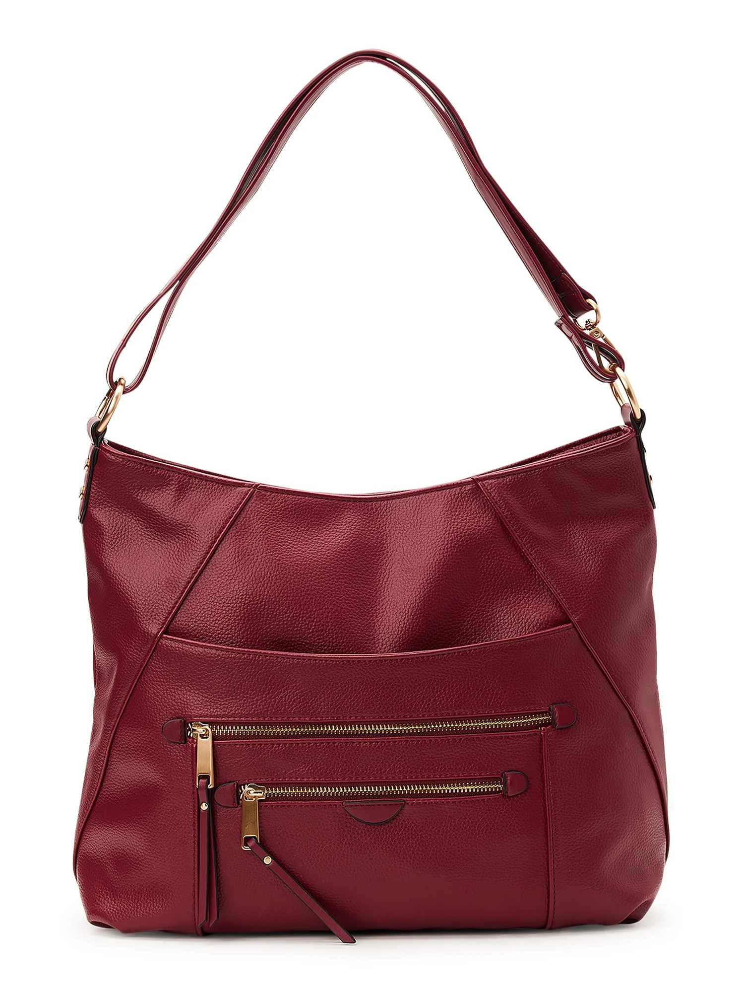 Time and Tru Women's Emelia Hobo Shoulder Handbag, Maroon - Walmart.com | Walmart (US)