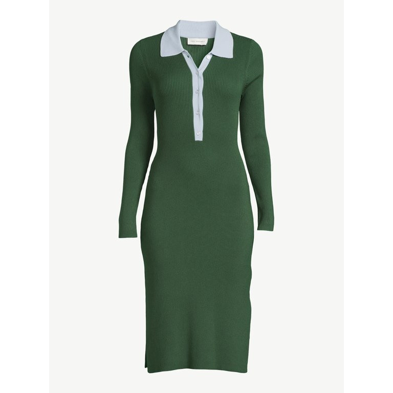 Free Assembly Women's Polo Sweater Midi Dress | Walmart (US)