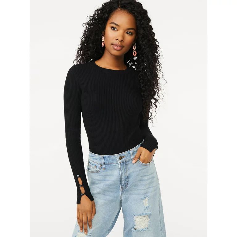 Scoop Women's Bodysuit Sweater with Long Sleeves | Walmart (US)