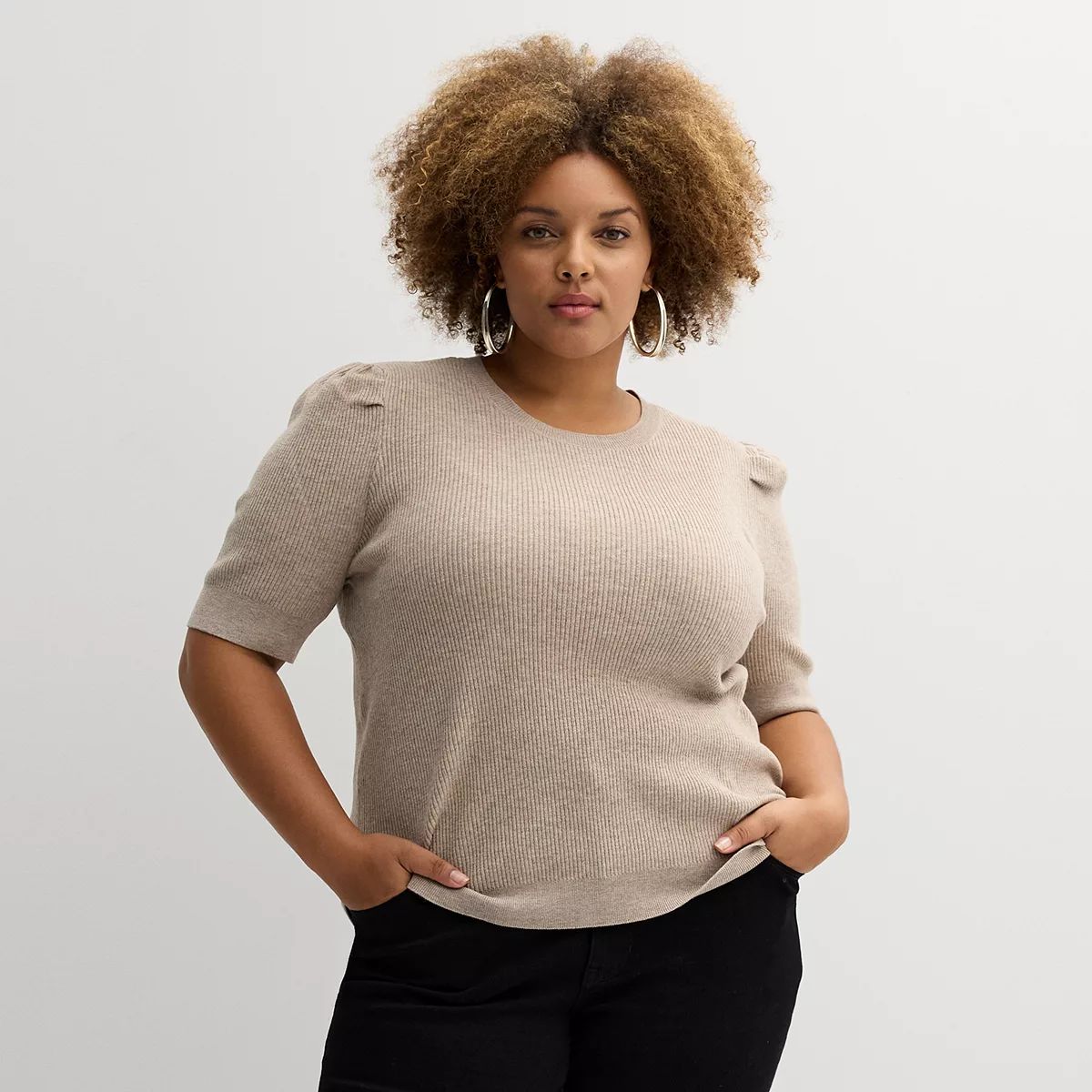 Plus Size Nine West Sweater Rib Tee | Kohl's