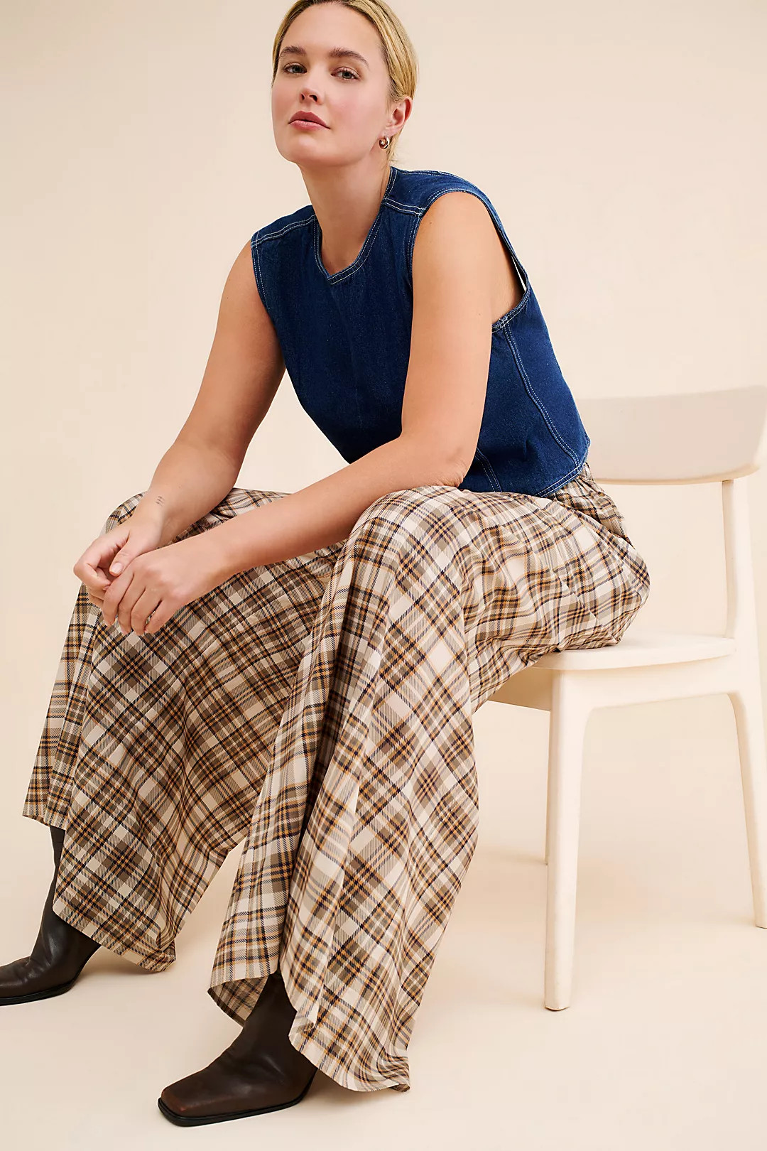 Selkie Wide Leg Plaid Trousers | Free People | Free People (Global - UK&FR Excluded)