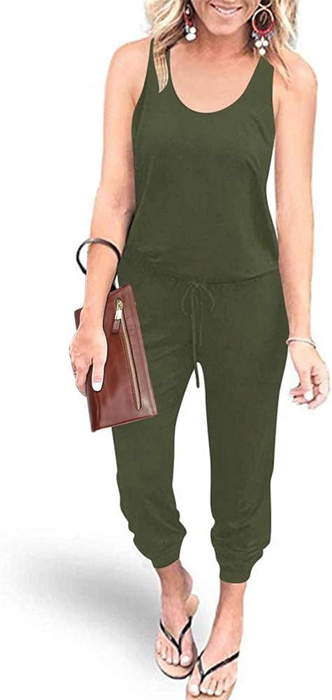 PRETTYGARDEN Women's Loose Solid Off Shoulder Elastic Waist Stretchy Long Romper Jumpsuit with Po... | Amazon (US)