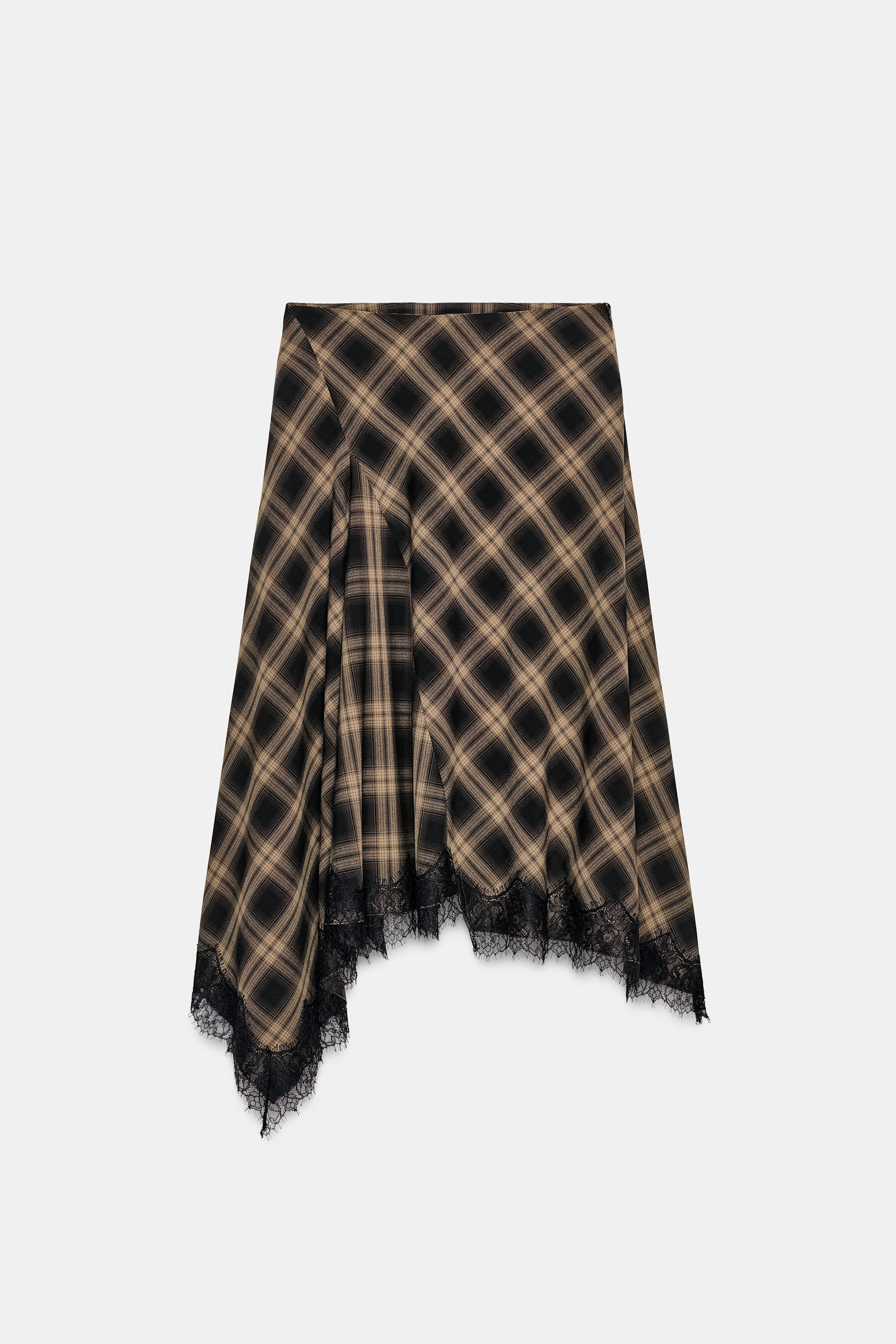 CHECKED LACE SKIRT ZW COLLECTION LIMITED EDITION | Zara US