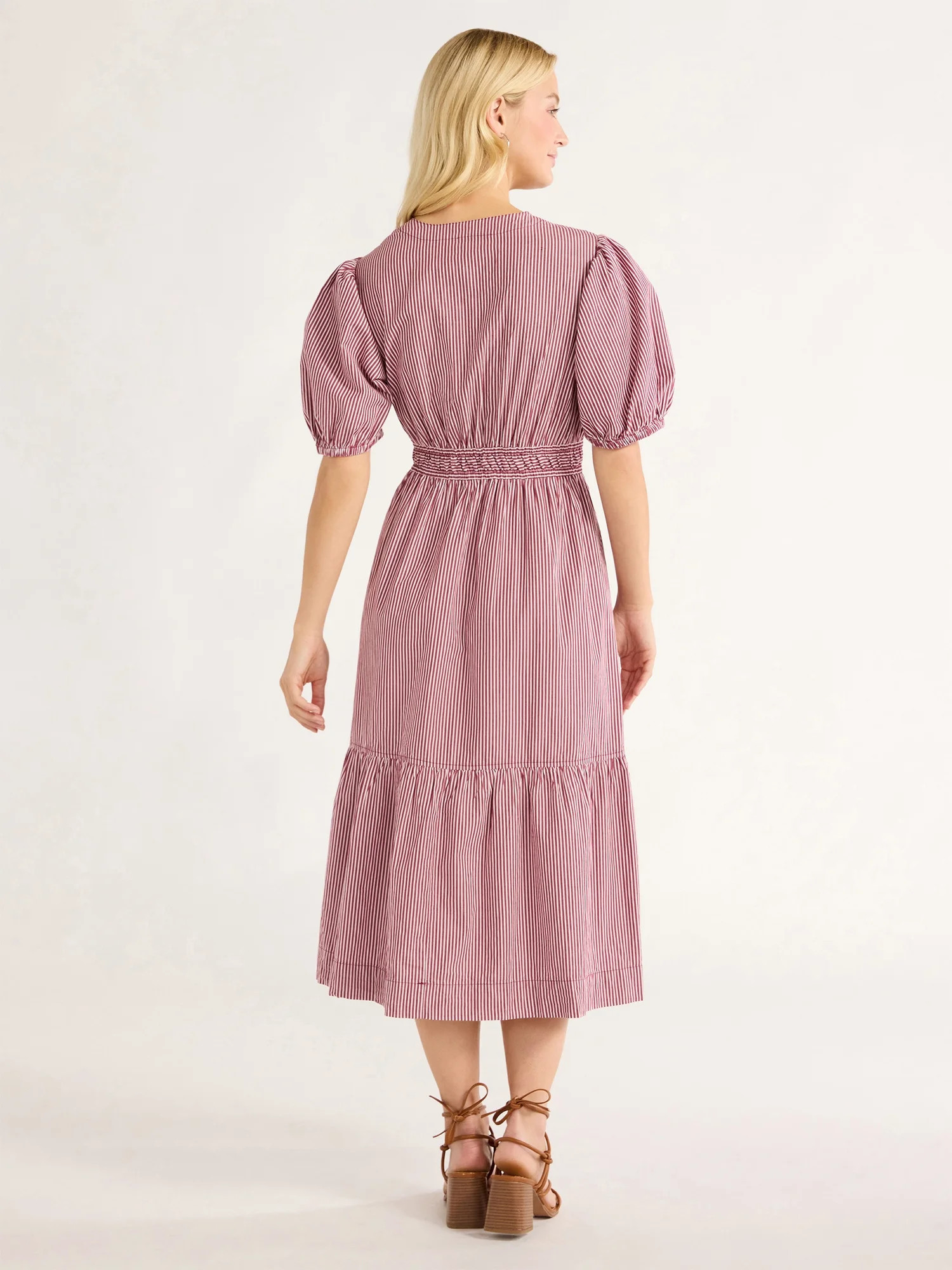 Free Assembly Women's Twist Front Cotton Midi Dress, Sizes XS-XXL | Walmart (US)