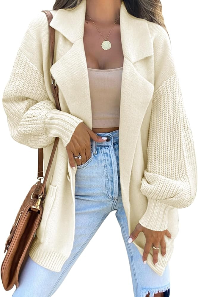 DEEP SELF Long Cardigan Sweaters for Women 2024 Fall Winter Open Front Knit Button Ribbed Cardiga... | Amazon (US)