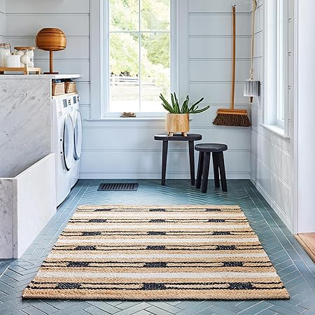 Rugs USA x Emily Henderson Raleigh Striped Jute Area Rug, 8' x 10', Natural | Amazon (US)