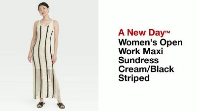 Women's Open Work Maxi Sundress - A New Day™ Cream/Black Striped XS | Target