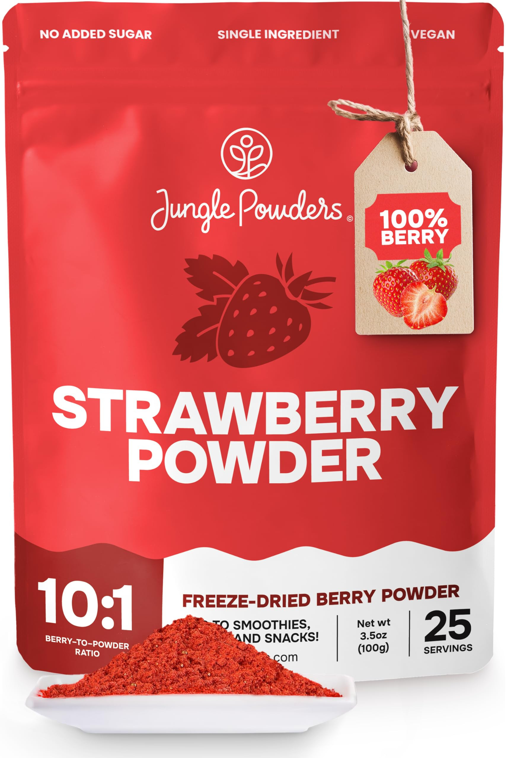 Jungle Powders Strawberry Powder 3.5 Ounce Bag Freeze Dried Strawberry Powder Dehydrated Strawber... | Amazon (US)