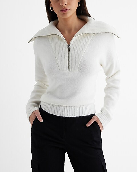 Quarter Zip Oversized Collar Sweater | Express
