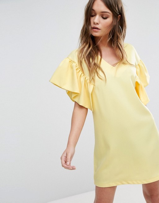 Boohoo Ruffle Sleeve Shift Dress | ASOS US