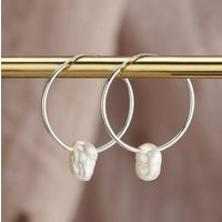 Organic Pearl Hoop Earrings | Wedding Pearl Jewellery | Etsy (US)