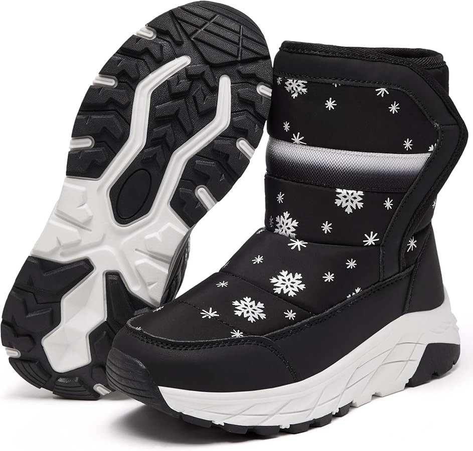 Girls Boys Snow Boots Water-Resistant Outdoor Warm Anti-Slip Mid Calf Faux Fur Lining Insulated W... | Amazon (US)