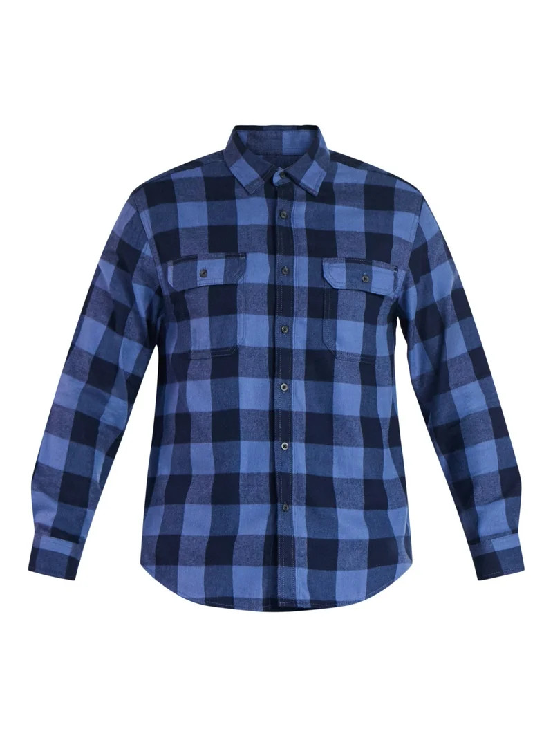 George Men's and Big Men's Double Pocket Flannel Shirt, Sizes XS-3XLT | Walmart (US)