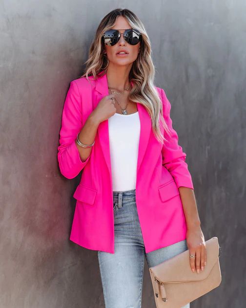 Boss Up Pocketed Blazer - Ultra Pink | VICI Collection