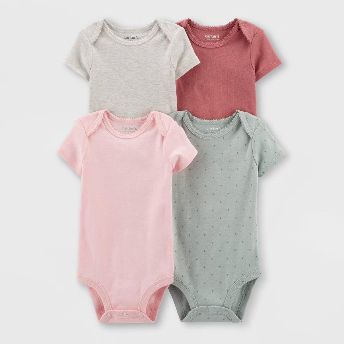 Carter's Just One You® Baby 4pk Basic Bodysuit - Green/Gray/Pink | Target