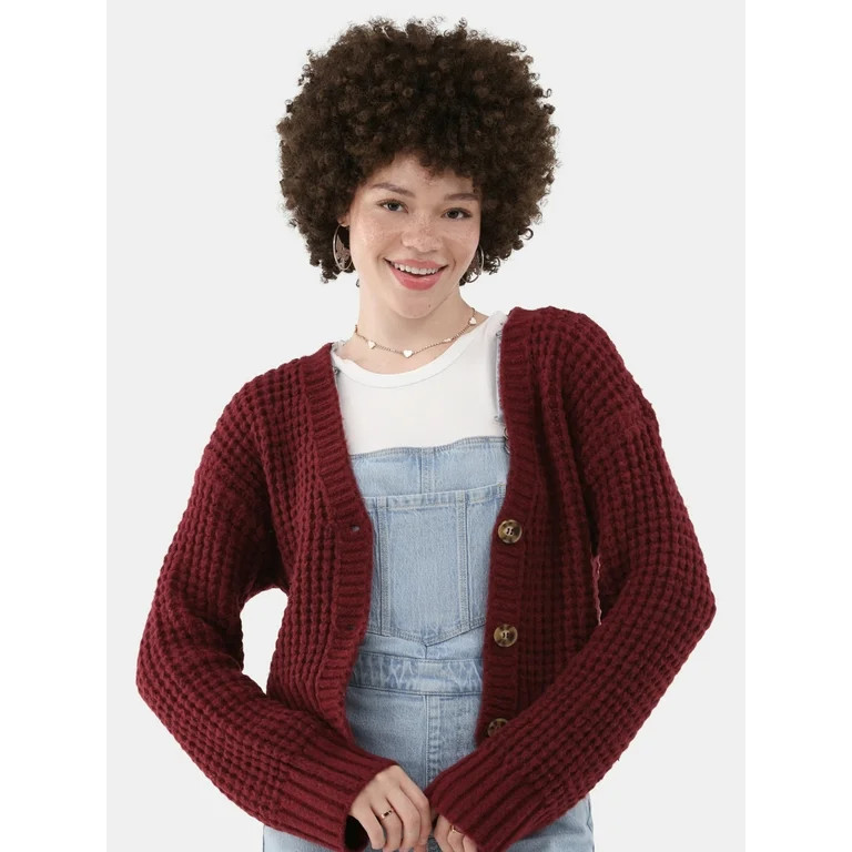 No Boundaries Chunky Knit Cardigan Sweater, Women’s - Walmart.com | Walmart (US)