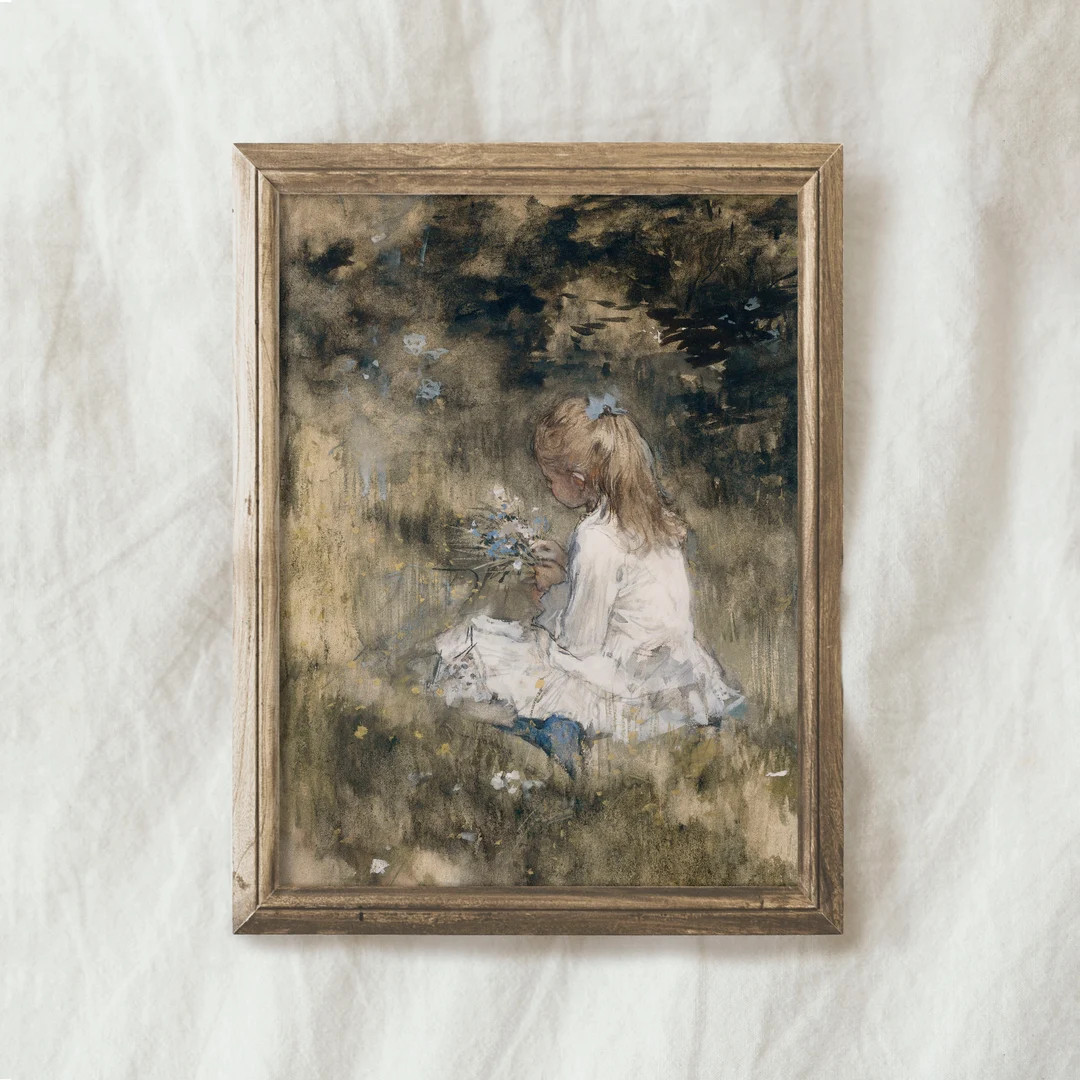 Neutral Country Nursery Wall Art PRINTABLE / Girls Room Vintage Print / Child Painting | P89 | Etsy (US)