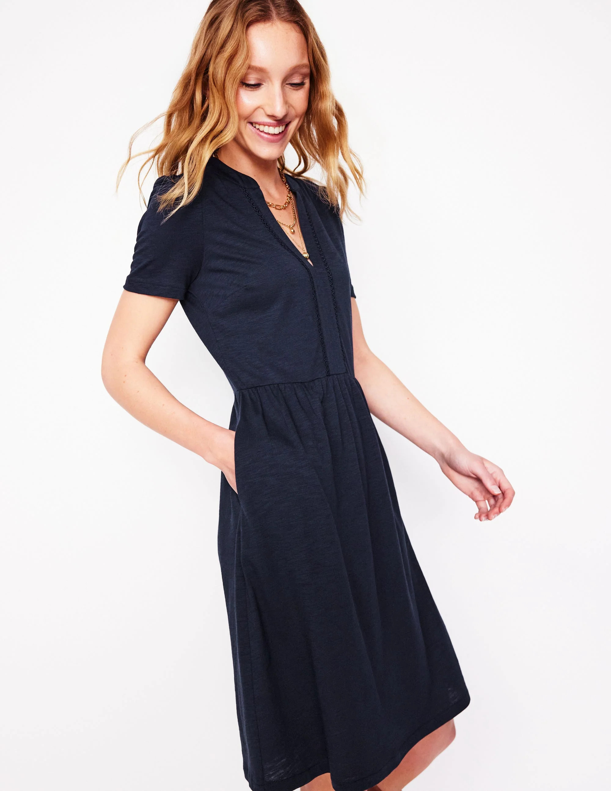 Naomi Short Sleeve Dress-Black | Boden (US)