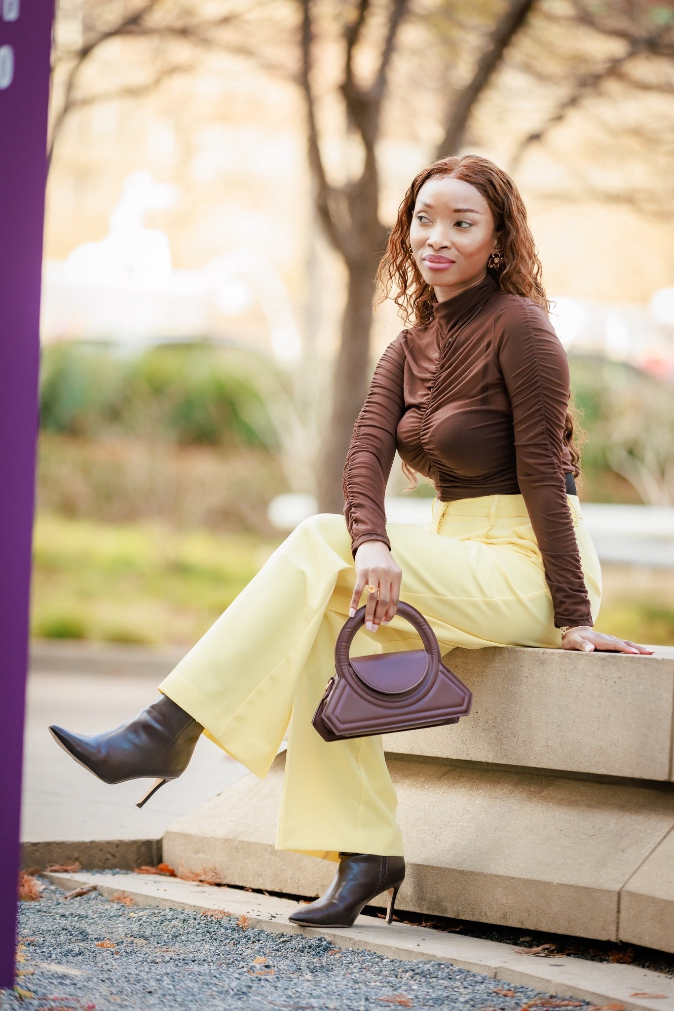 Spring outfit color combo in dark brown and yellow. 
Shop these best picks to achieve the same outfit look. 
Perfect cocktail outfit idea that is a formal event. 

#LTKgrwm #LTKWorkwear #LTKPetite