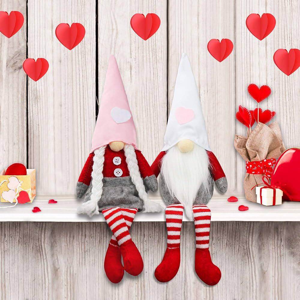 Valentines Day Decorations, Valentines Day Decor Gnomes, 2PCS Mr and Mrs Valentine Gnome Plush, H... | Amazon (US)