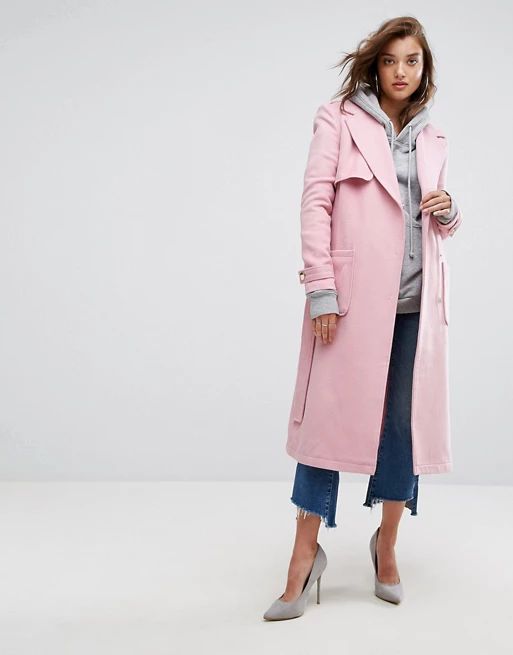 Boohoo – Langer Mantel mit Gürtel | Asos DE